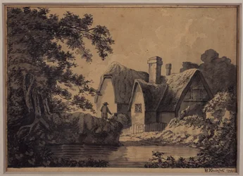 Due vicino a un cottage in un paesaggio, 1799